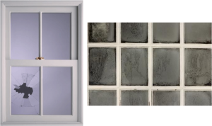 Broken Foggy Window Glass Pane