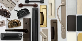 Marvin Ultimate hardware A collage of different window and door hardware locks and handles in different finishes and colors.