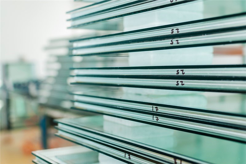 Stacks of window glass.